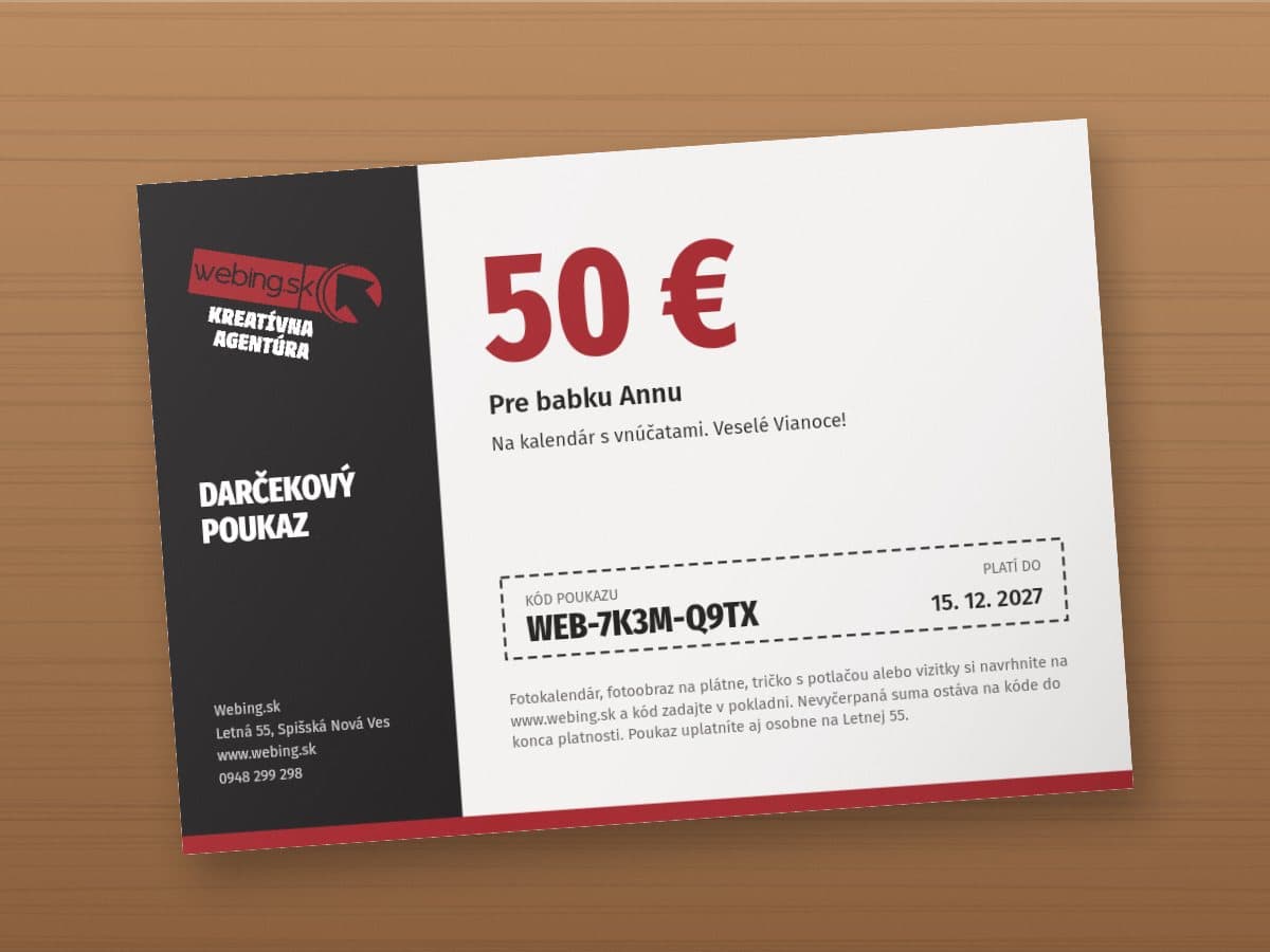Darčekový poukaz Webing.sk na 50 €